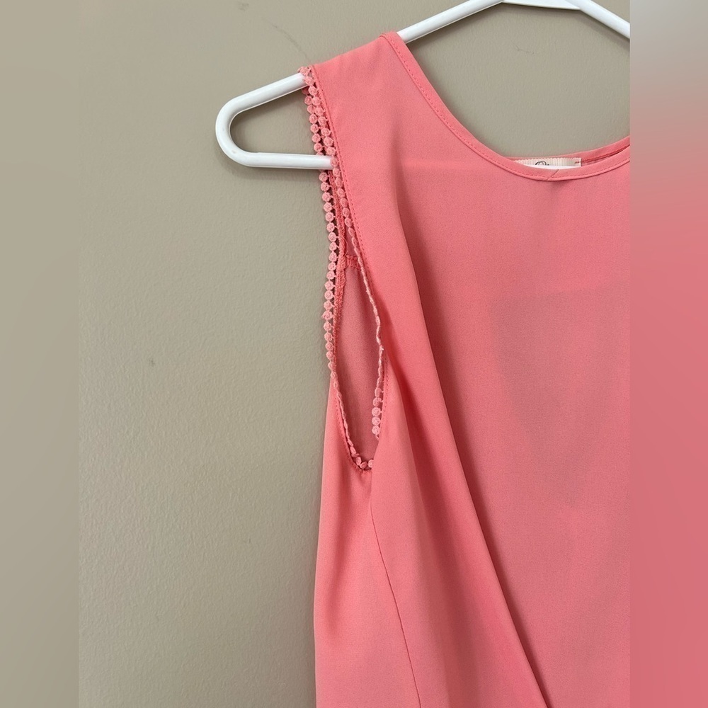 Elodie Bubble Gum Pink Racer Back Tank Top Embroidered sleeves size Small - Picture 2 of 6